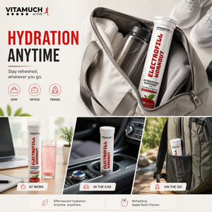Vitamuch Electrofill Pre & Post Workout Electrolyte Effervescent | Energy, Muscle Recovery & Endurance | 20 Tabs