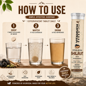 Vitamuch Himalayan Shilajit Effervescent Tablets | Stamina, Energy & Testosterone Booster for Men | With Ashwagandha | 15 Tabs