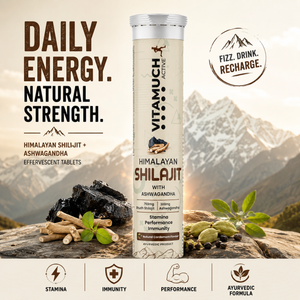 Vitamuch Himalayan Shilajit Effervescent Tablets | Stamina, Energy & Testosterone Booster for Men | With Ashwagandha | 15 Tabs