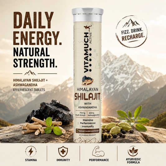 Vitamuch Himalayan Shilajit Effervescent Tablets | Stamina, Energy & Testosterone Booster for Men | With Ashwagandha | 15 Tabs