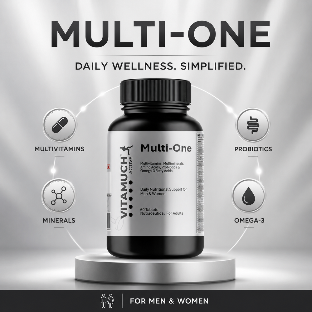 Vitamuch Multi-One Multivitamin, Multimineral Tablets With Omega 3, Amino Acids & Probiotics For Men & Women