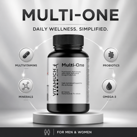 Vitamuch Multi-One Multivitamin, Multimineral Tablets With Omega 3, Amino Acids & Probiotics For Men & Women