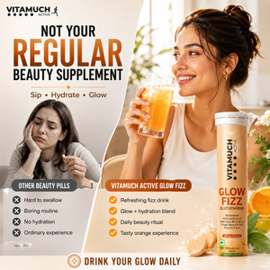 Vitamuch Glutathione Effervescent Tablets for Skin Glow & Brightening | With Vitamin C, Collagen Support & Antioxidants | Active Glow Fizz | 15 Tablets