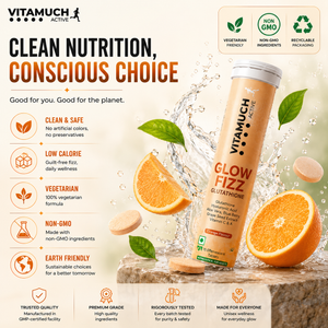 Vitamuch Glutathione Effervescent Tablets for Skin Glow & Brightening | With Vitamin C, Collagen Support & Antioxidants | Active Glow Fizz | 15 Tablets
