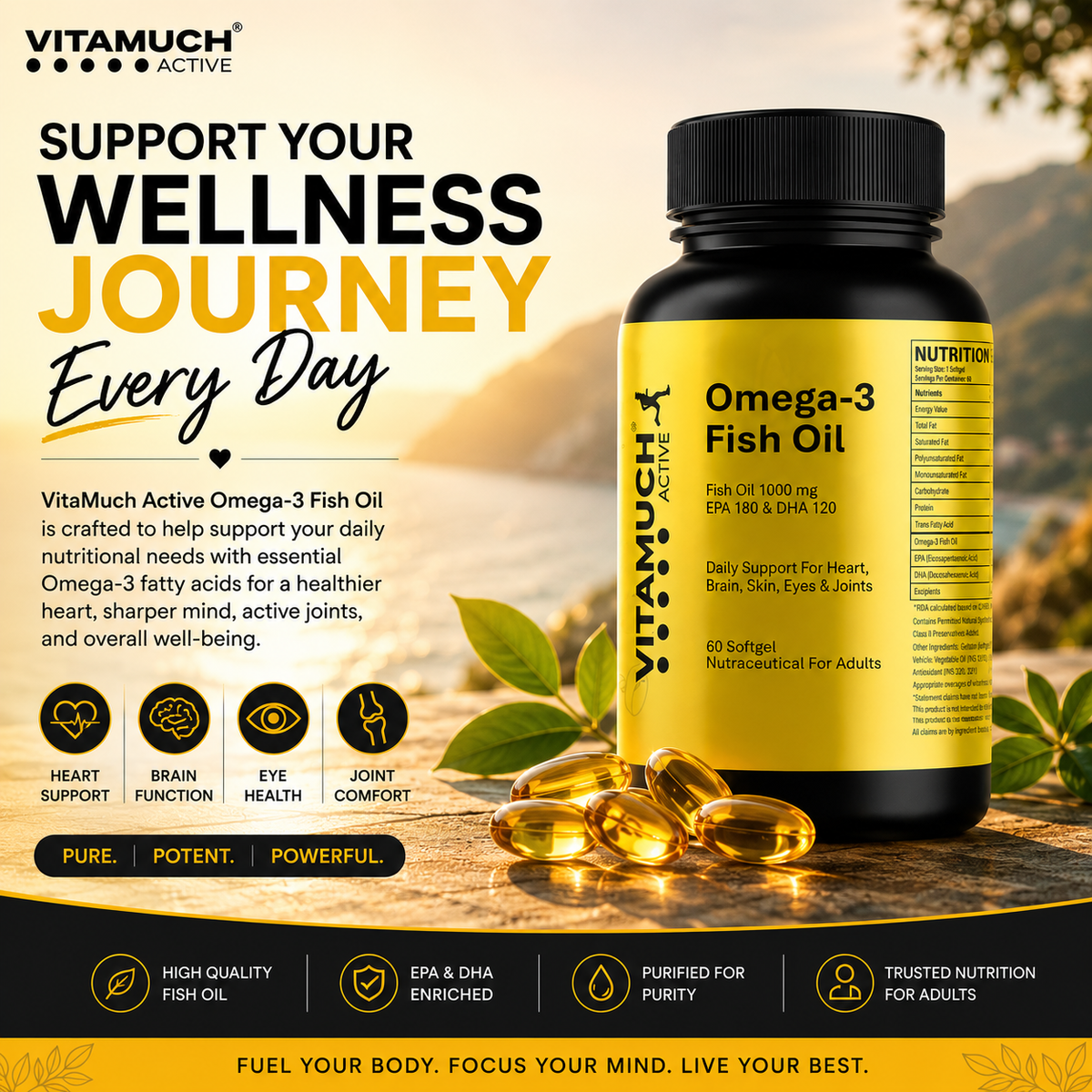 Vitamuch Omega 3 Fish Oil 1000 Softgels