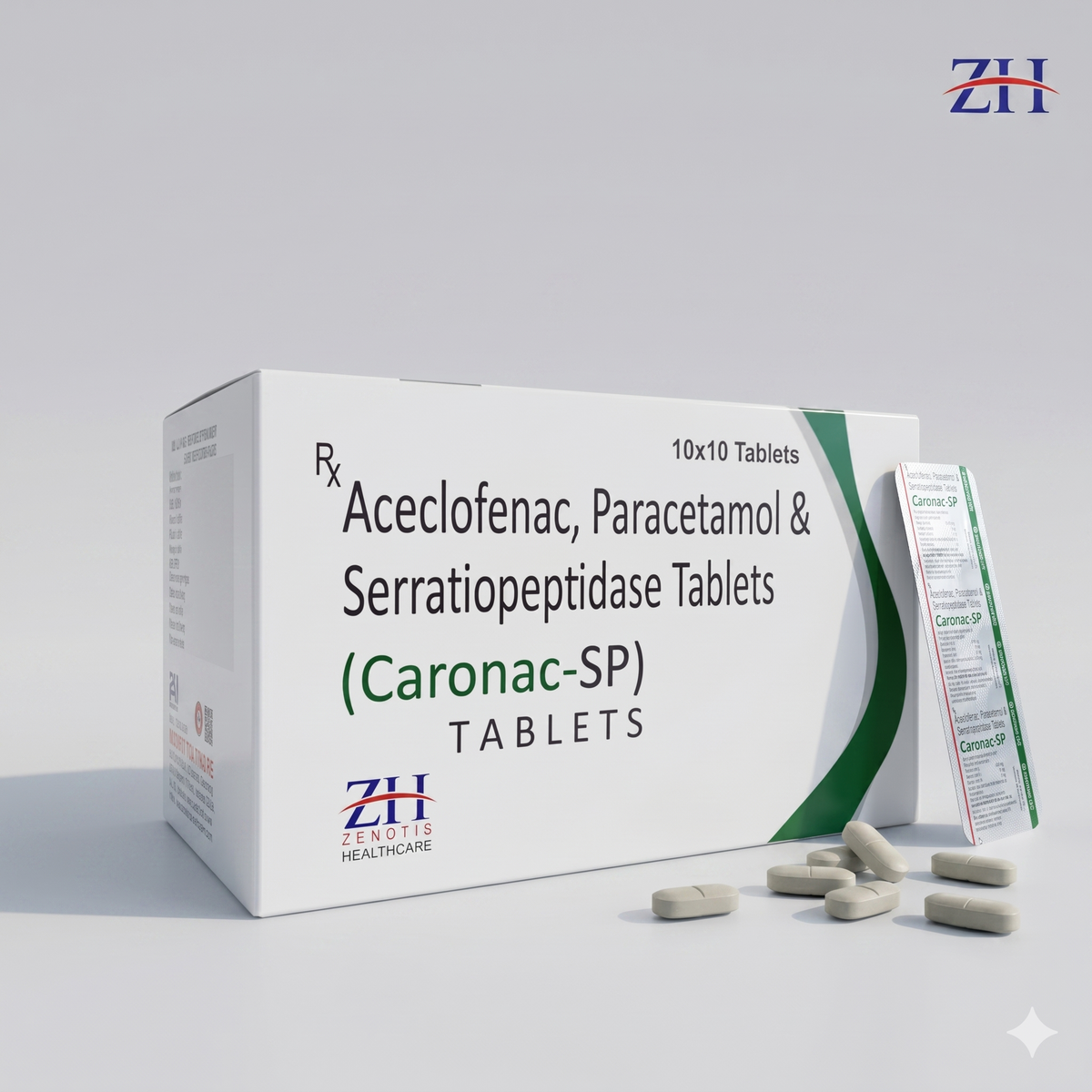 Acelofenac 100mg , Paracetamol 325mg & Serratiopeptidase 15mg Tablets