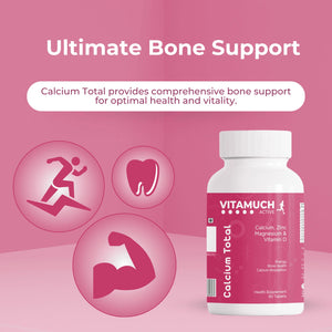 Vitamuch Calcium Total Tablets | Calcium 700mg + Vitamin D2 + Magnesium 400mg + Zinc + Copper + Boron | Complete Bone, Joint & Muscle Support Supplement
