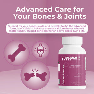 Vitamuch Calcium Advance Tablets | Calcium 700mg + Vitamin K2-7 + Vitamin D2 + Magnesium + Zinc | Bone Strength, Joint Support & Muscle Health Supplement