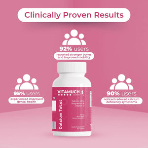 Vitamuch Calcium Total Tablets | Calcium 700mg + Vitamin D2 + Magnesium 400mg + Zinc + Copper + Boron | Complete Bone, Joint & Muscle Support Supplement