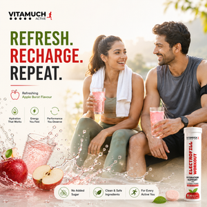 Vitamuch Electrofill Pre & Post Workout Electrolyte Effervescent | Energy, Muscle Recovery & Endurance | 20 Tabs