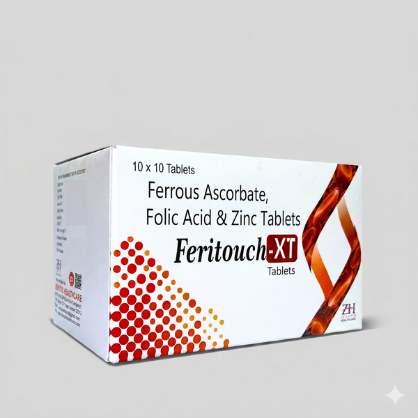 Ferrous Ascor. 100mg, Folic Acid 1.5mg,Zinc 22.5mg Tablets
