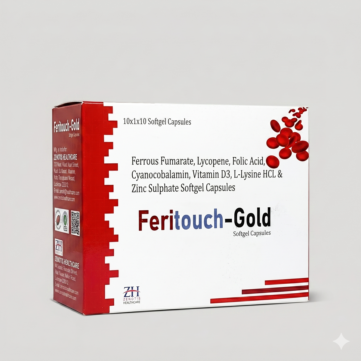 Ferrous Fumarate, Lycopene, Folic Acid, Cyanocobalamin, Vitamin D3, L-Lysine & Zinc
