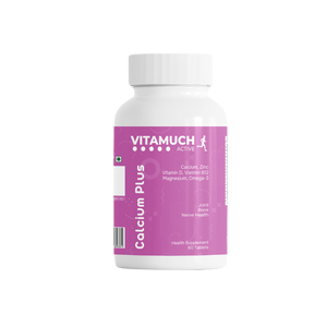 Vitamuch Calcium Plus Tablets | Calcium 700mg + Vitamin D2 + B12 + Magnesium + Zinc + Omega 3 + Boron | Bone, Joint, Heart & Nerve Health Supplement