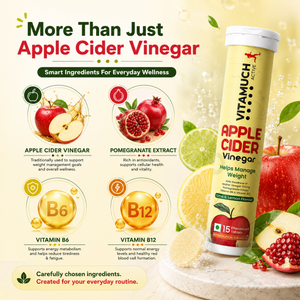 Vitamuch Apple Cider Vinegar Effervescent Tablets | Weight Loss, Metabolism & Gut Health | Lime & Lemon Flavour | 15 Tabs