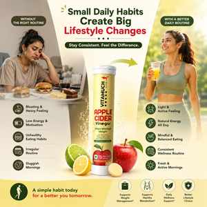 Vitamuch Apple Cider Vinegar Effervescent Tablets | Weight Loss, Metabolism & Gut Health | Lime & Lemon Flavour | 15 Tabs