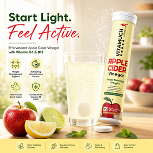 Vitamuch Apple Cider Vinegar Effervescent Tablets | Weight Loss, Metabolism & Gut Health | Lime & Lemon Flavour | 15 Tabs
