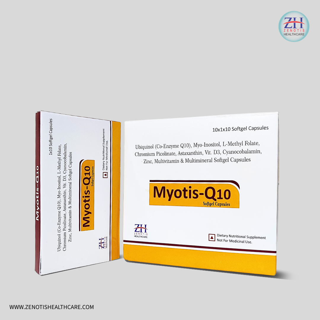 Ubiquinol (Co-Enzyme Q10), Myo-Inositol, L-Methyl Folate, Chromium Picolinate, Astaxanthin, Vit D3, Vit B1, B2, Vit B 12 (Cyanocobalmin), Vitamin E, C, Lycopene, Zinc,