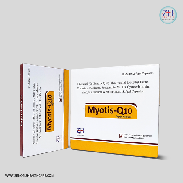 Ubiquinol (Co-Enzyme Q10), Myo-Inositol, L-Methyl Folate, Chromium Picolinate, Astaxanthin, Vit D3, Vit B1, B2, Vit B 12 (Cyanocobalmin), Vitamin E, C, Lycopene, Zinc,