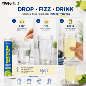 Vitamuch Electrofill Sports Electrolyte Effervescent Tablets | Hydration, Stamina & Recovery for Athletes | Zero Sugar | 20 Tabs