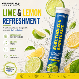 Vitamuch Electrofill Sports Electrolyte Effervescent Tablets | Hydration, Stamina & Recovery for Athletes | Zero Sugar | 20 Tabs