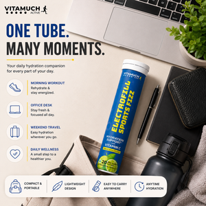 Vitamuch Electrofill Sports Electrolyte Effervescent Tablets | Hydration, Stamina & Recovery for Athletes | Zero Sugar | 20 Tabs